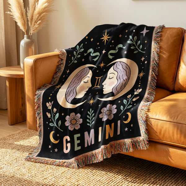 Gemini Moon Twins Zodiac Blanket