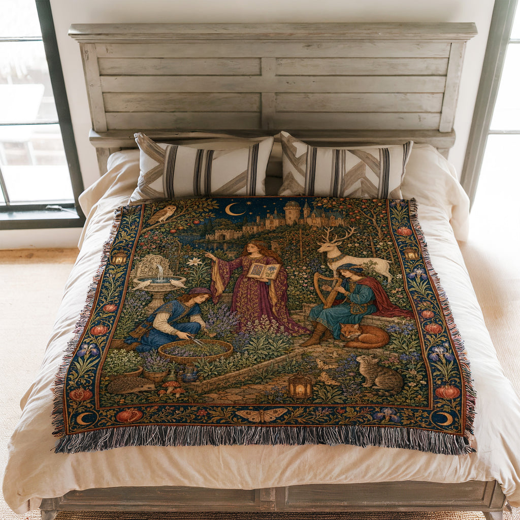The Moonlit Scholar Garden Blanket