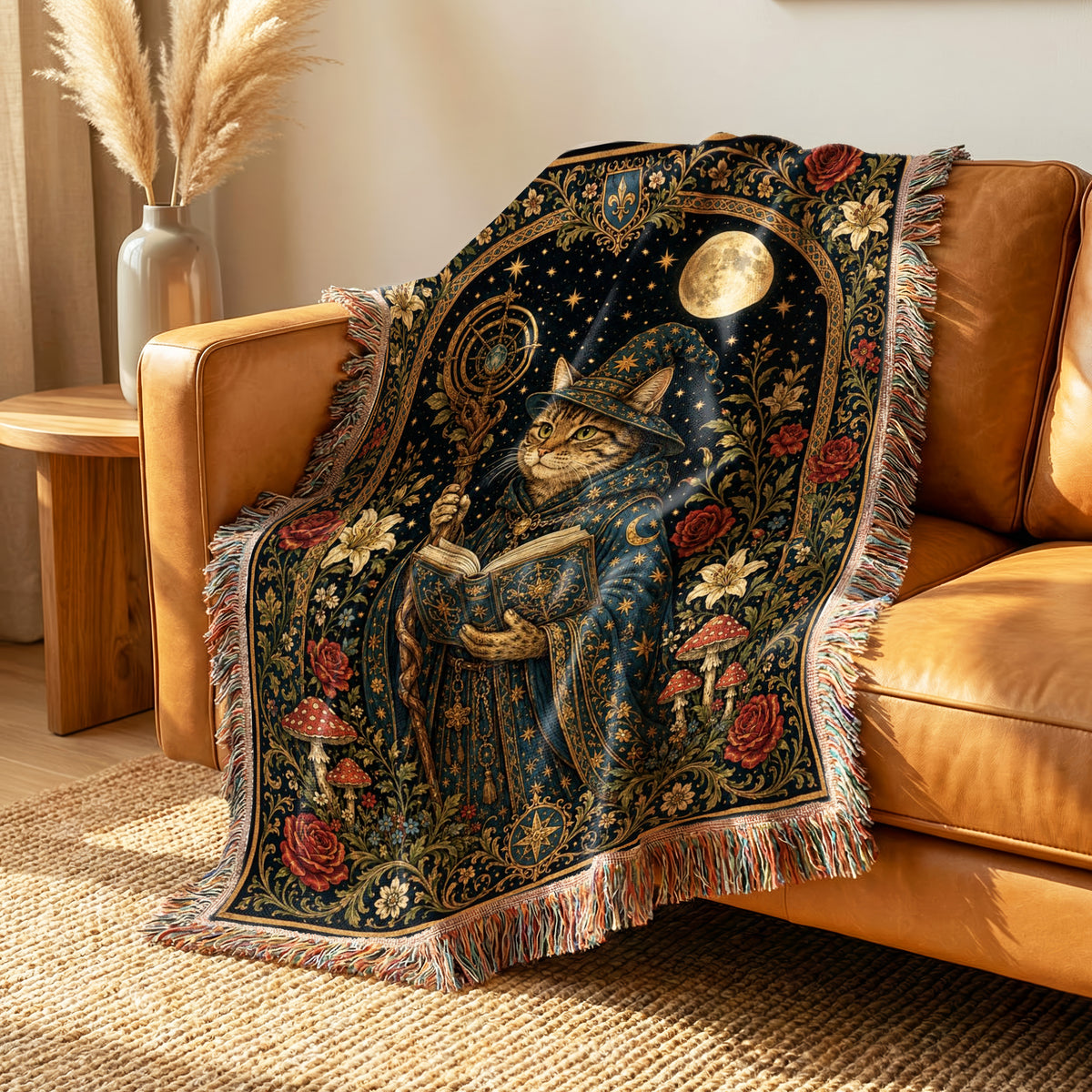 Celestial Cat Wizard Reader Blanket