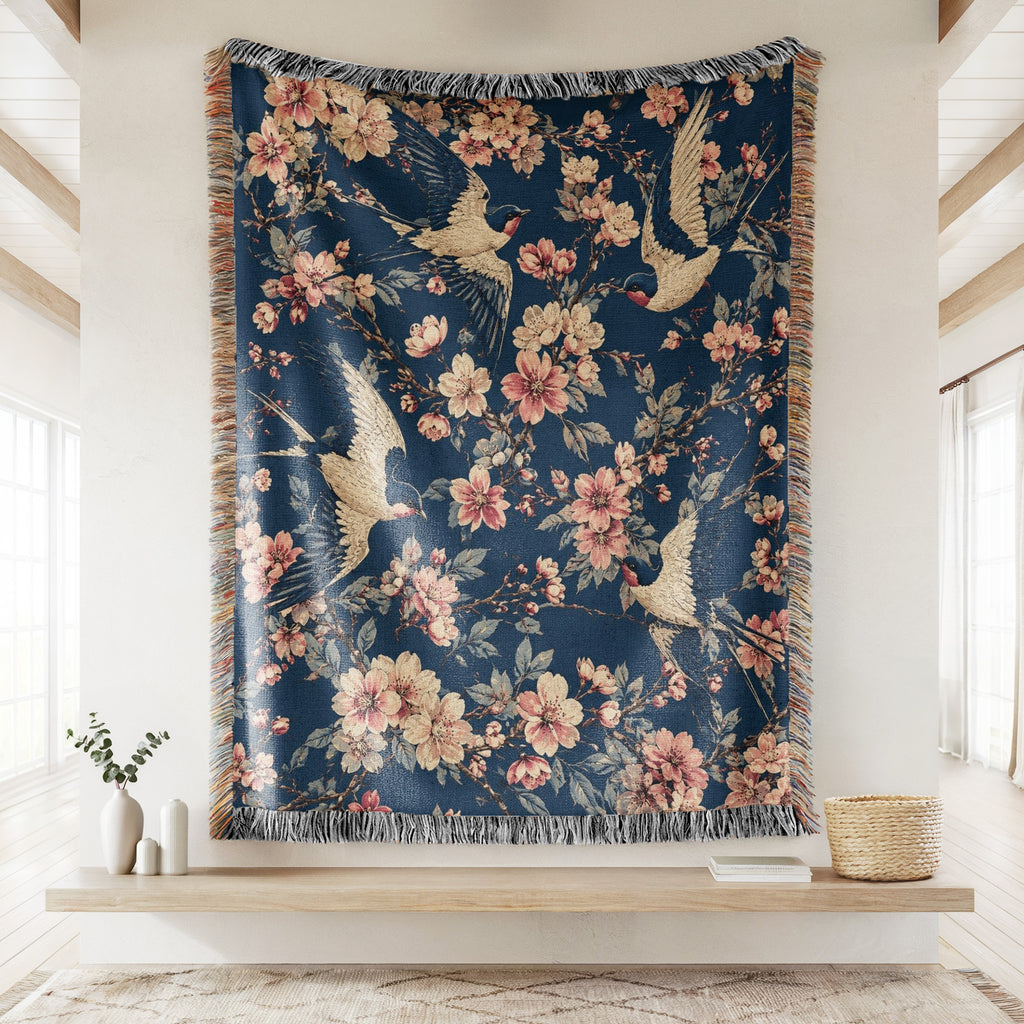 Swallows & Blossom Blanket