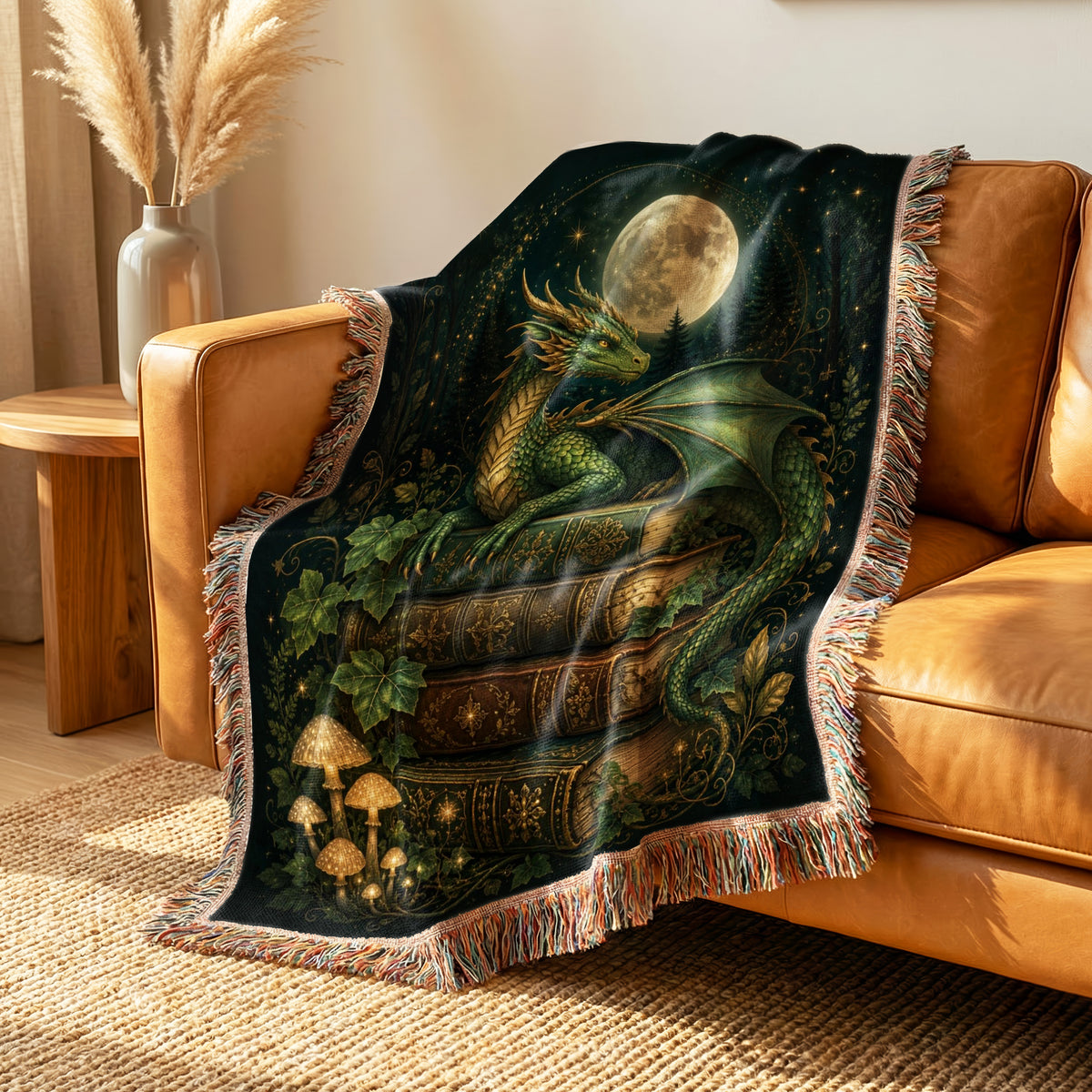 Emerald Moon Dragon Library Blanket