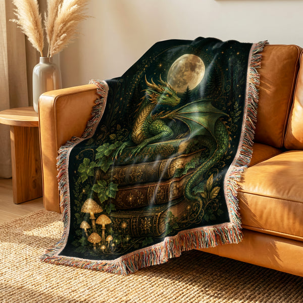Emerald Moon Dragon Library Blanket