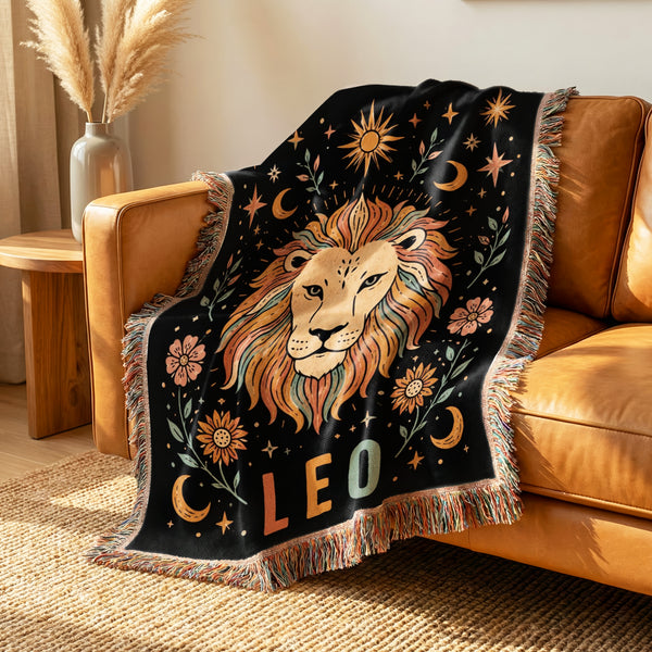 Leo Sunlit Lion Zodiac Blanket