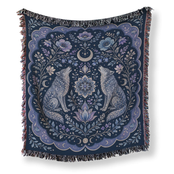 Midnight Moon Wolf Blanket