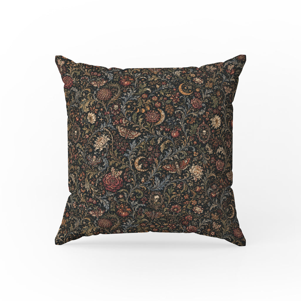 Moonlit Tapestry – Gothic Floral Pillow