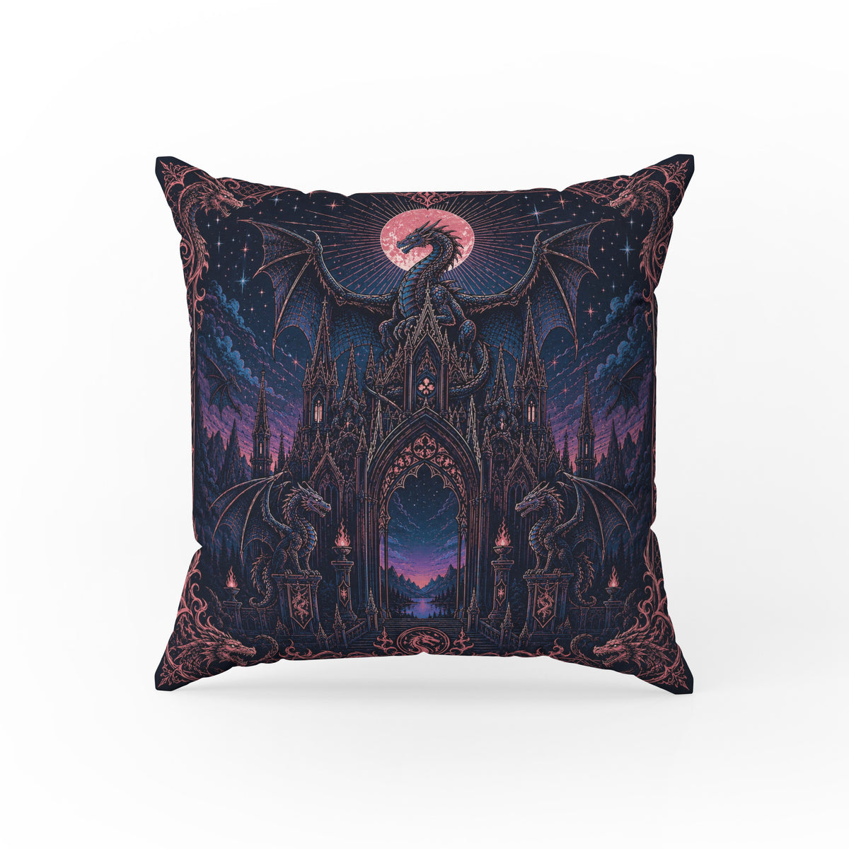 Dragon Cathedral – Gothic Fantasy Pillow