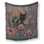 Poppy Meadow Black Cat Blanket