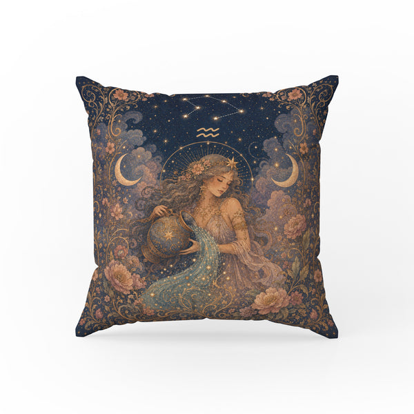 The Starry Water Bearer – Aquarius Zodiac Pillow