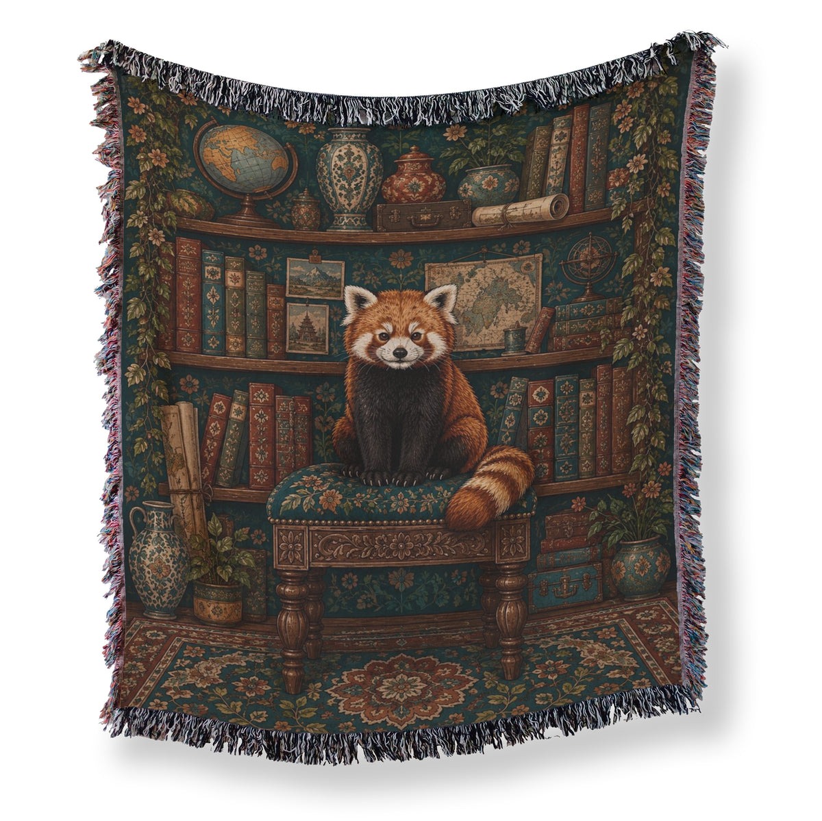 The Curious Red Panda Library Blanket Main image