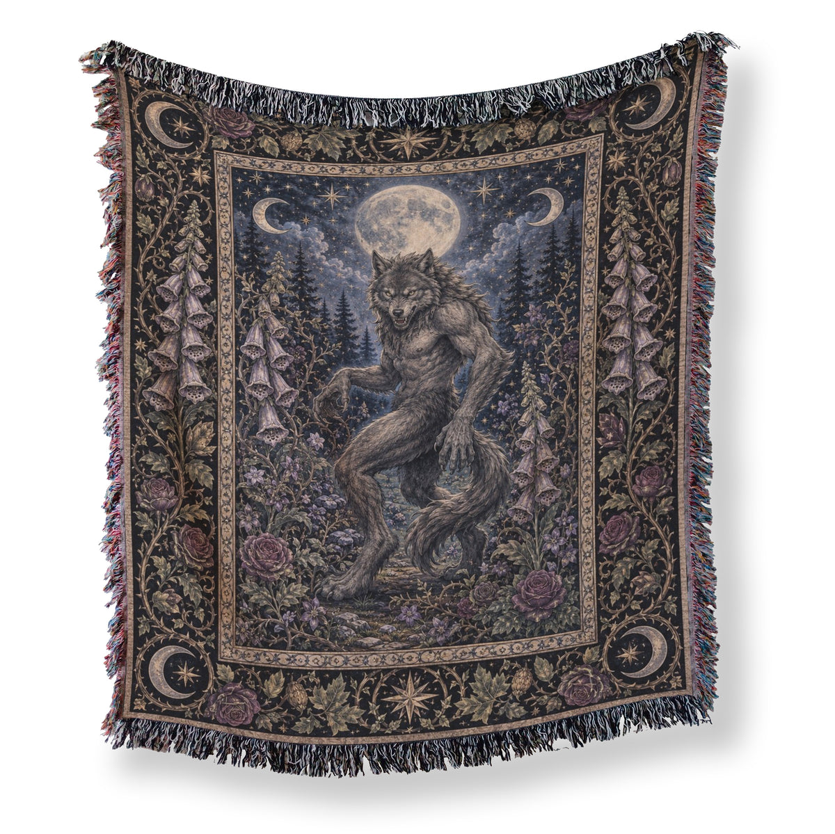 Werewolf Beneath the Full Moon Blanket Main image
