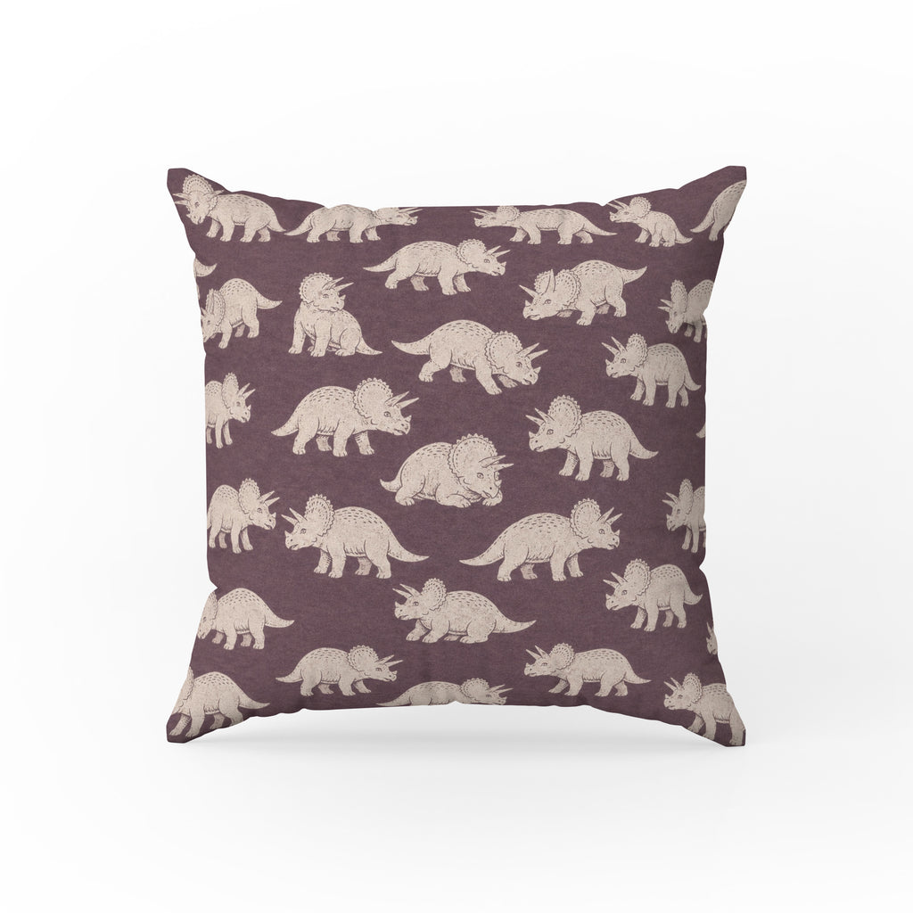 Little Triceratops – Plum Dinosaur Pillow
