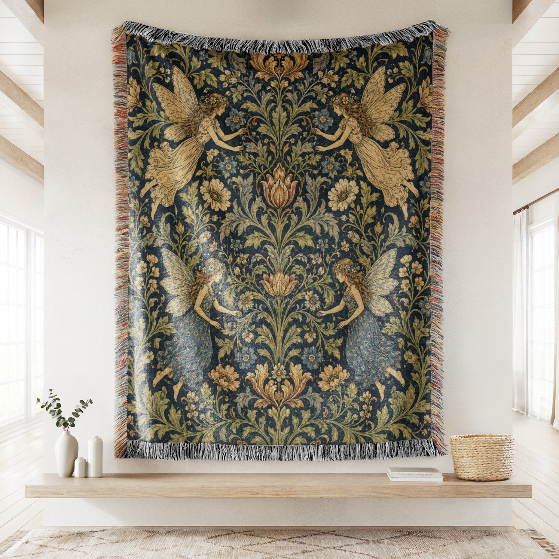Midnight Floral Fairy Tapestry Blanket Secondary image