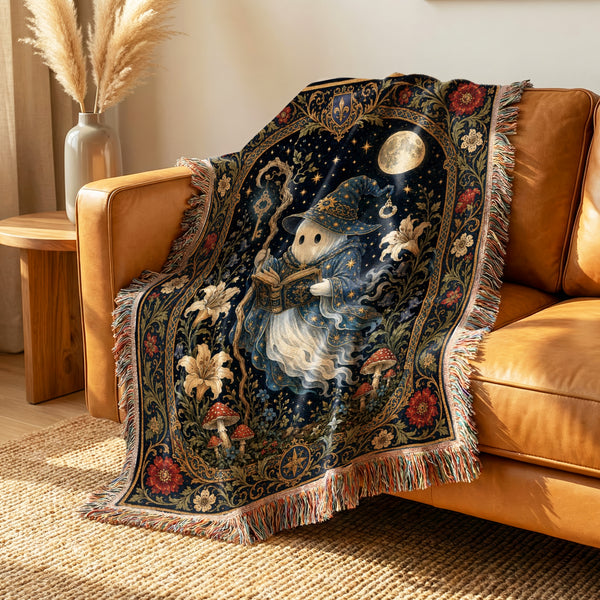Moonlit Ghost Wizard Blanket