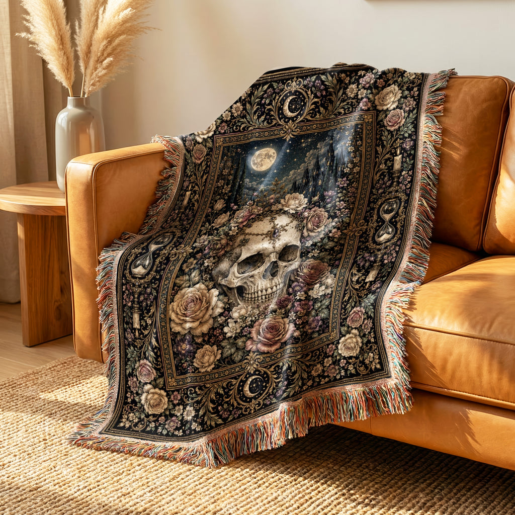 Skull Among the Roses Blanket