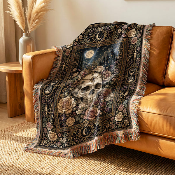 Skull Among the Roses Blanket
