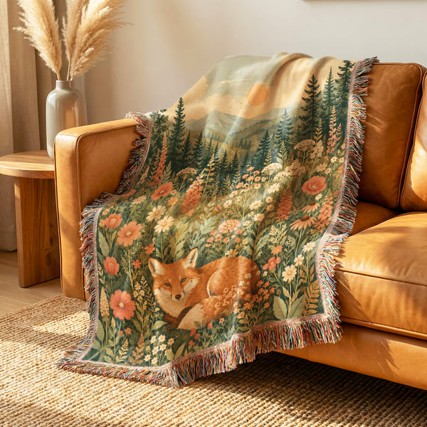 Sunset Meadow Fox Blanket