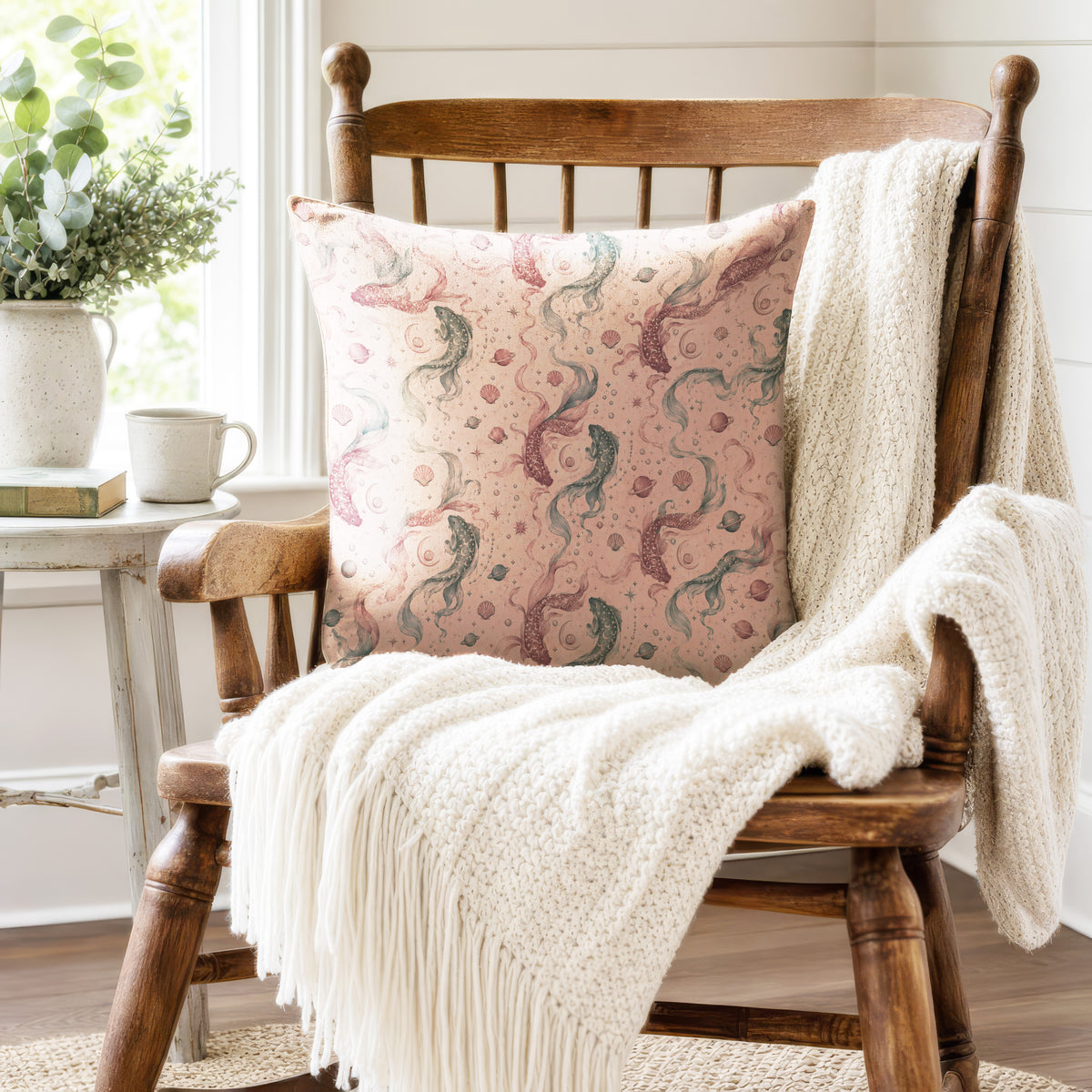 Pisces Tides – Blush Zodiac Pattern Pillow