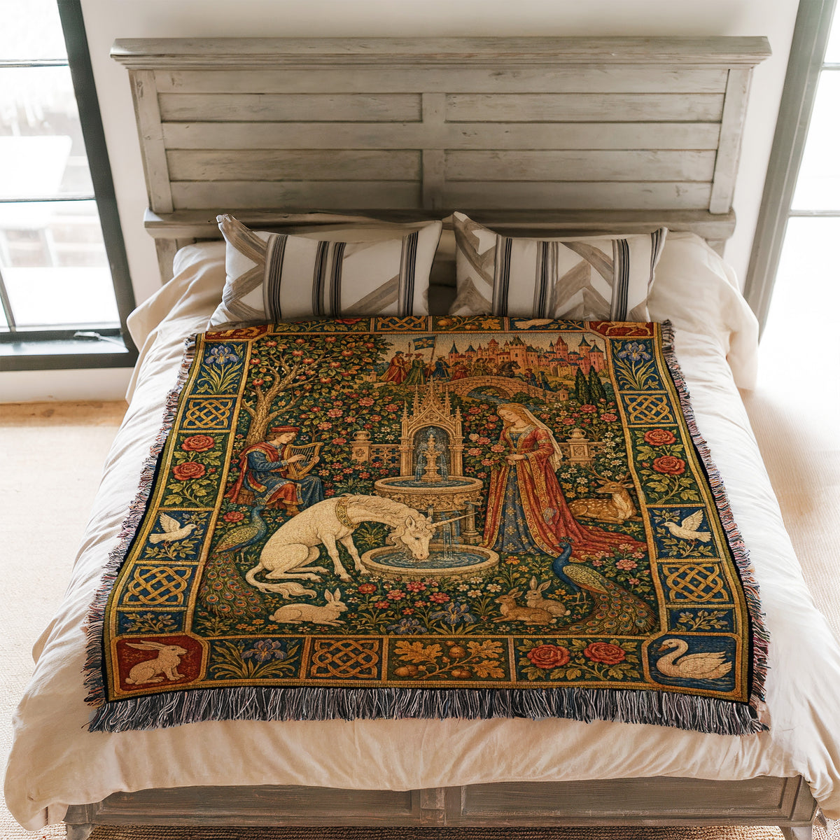 The Unicorn Fountain Garden Blanket