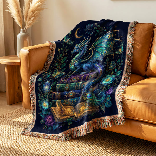 Enchanted Peacock Dragon Book Blanket