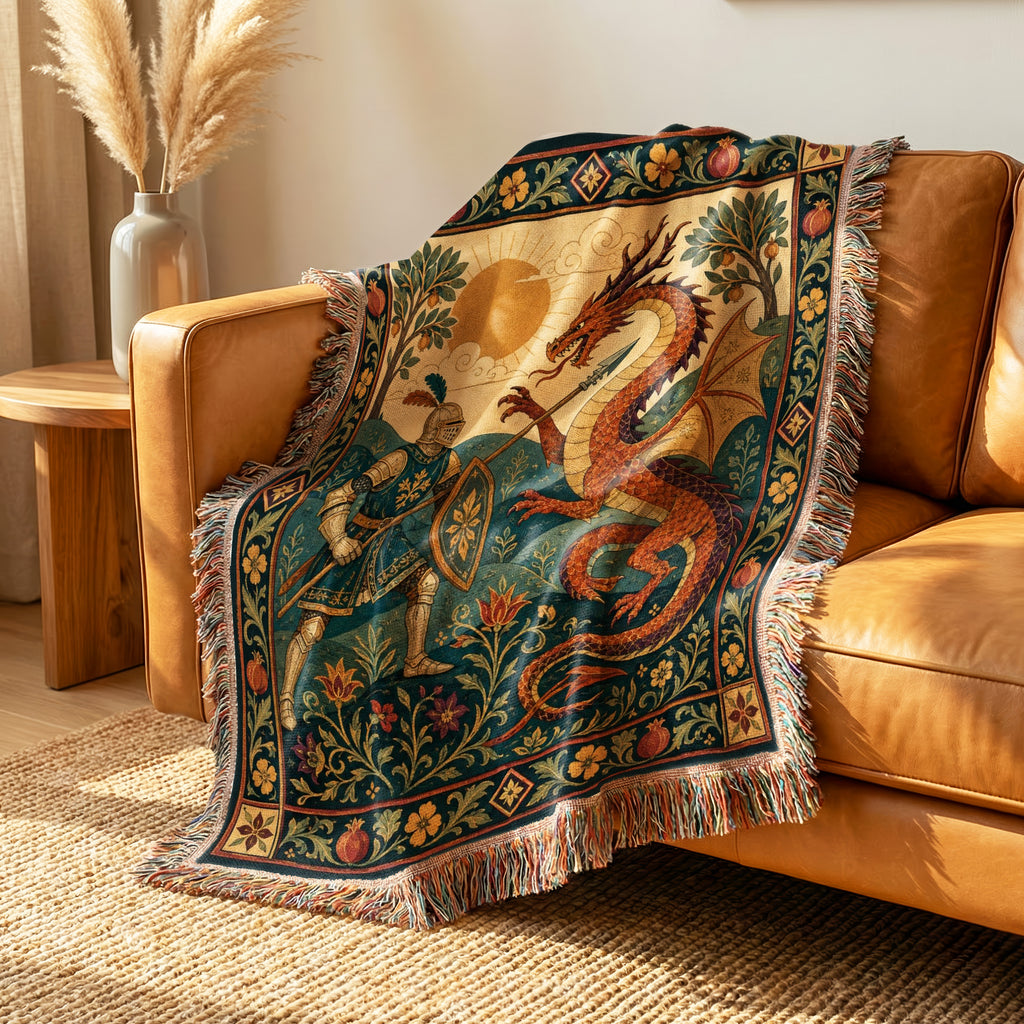 The Sunlit Dragon Duel Blanket