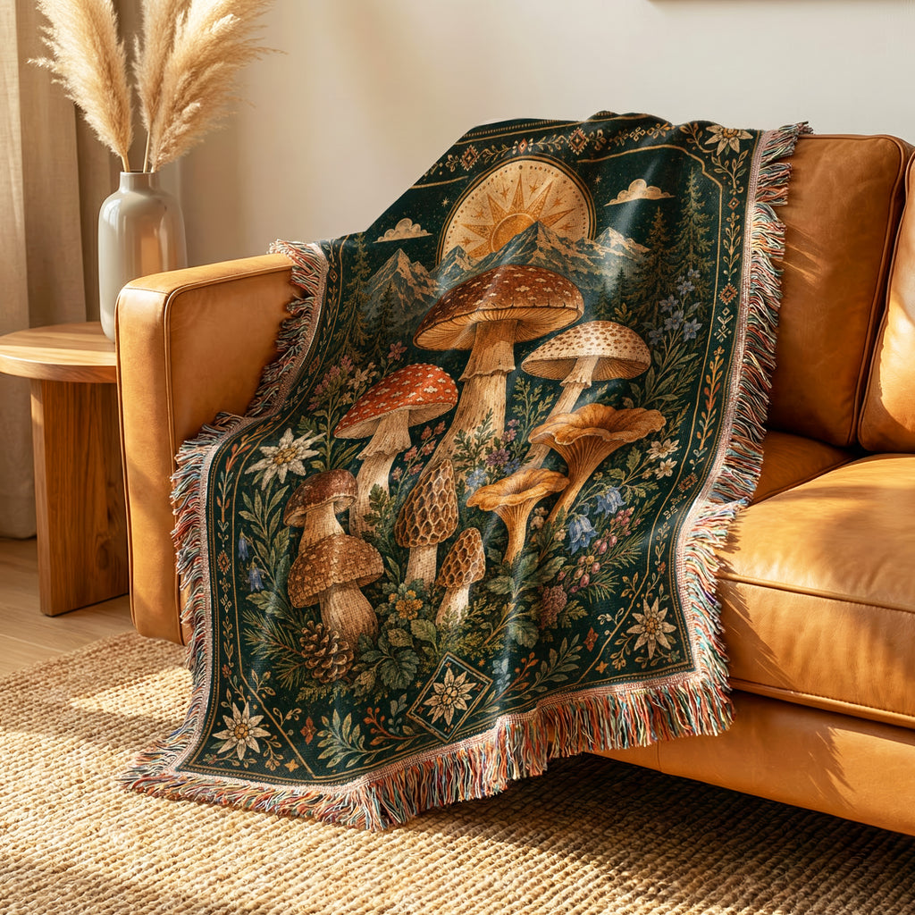 Alpine Mushroom Meadow Blanket