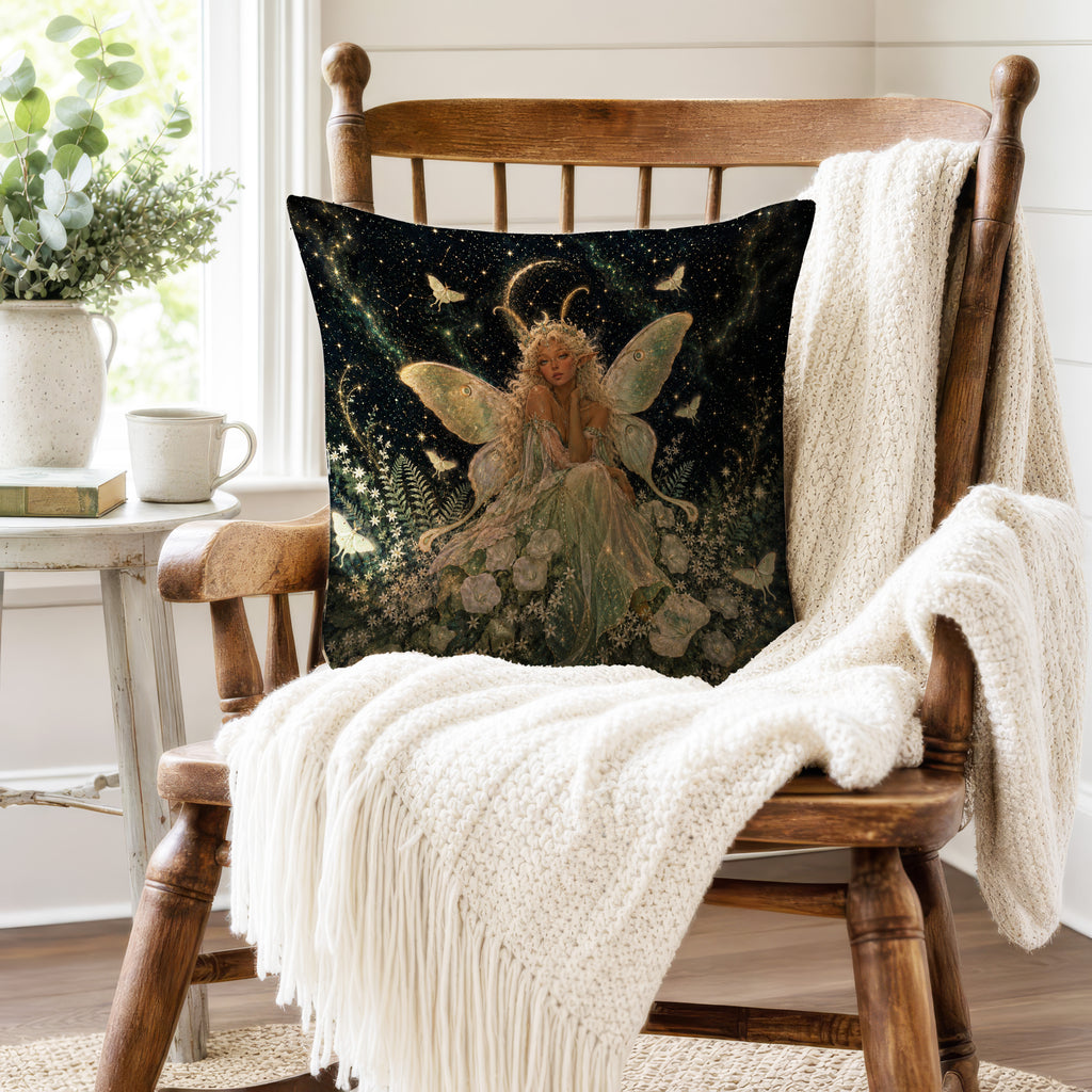 Moonflower Fairy – Ethereal Fantasy Pillow