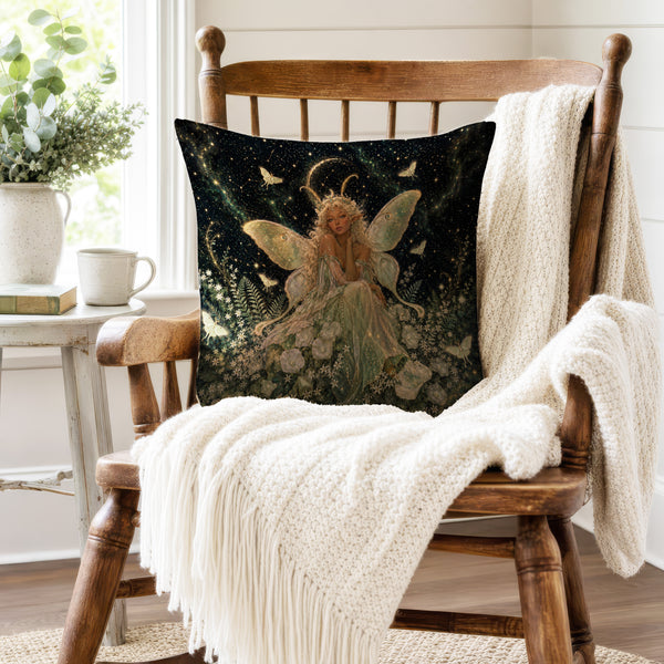 Moonflower Fairy – Ethereal Fantasy Pillow