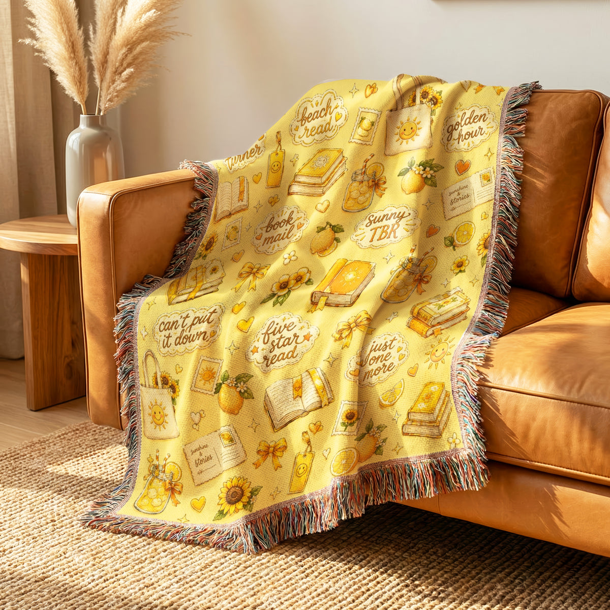Sunny Book Lover Pattern Blanket