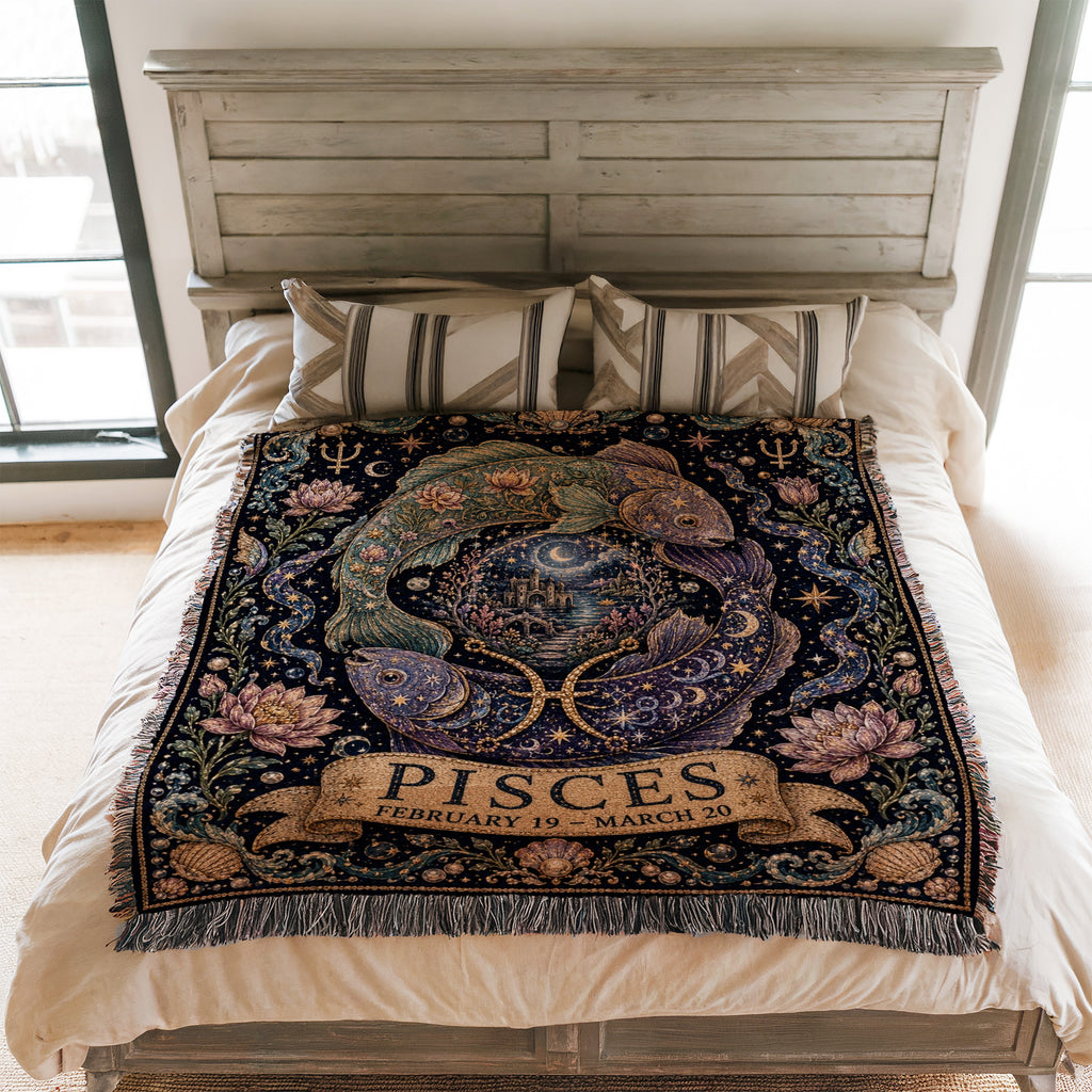 Pisces Moonlit Twin Fish Blanket