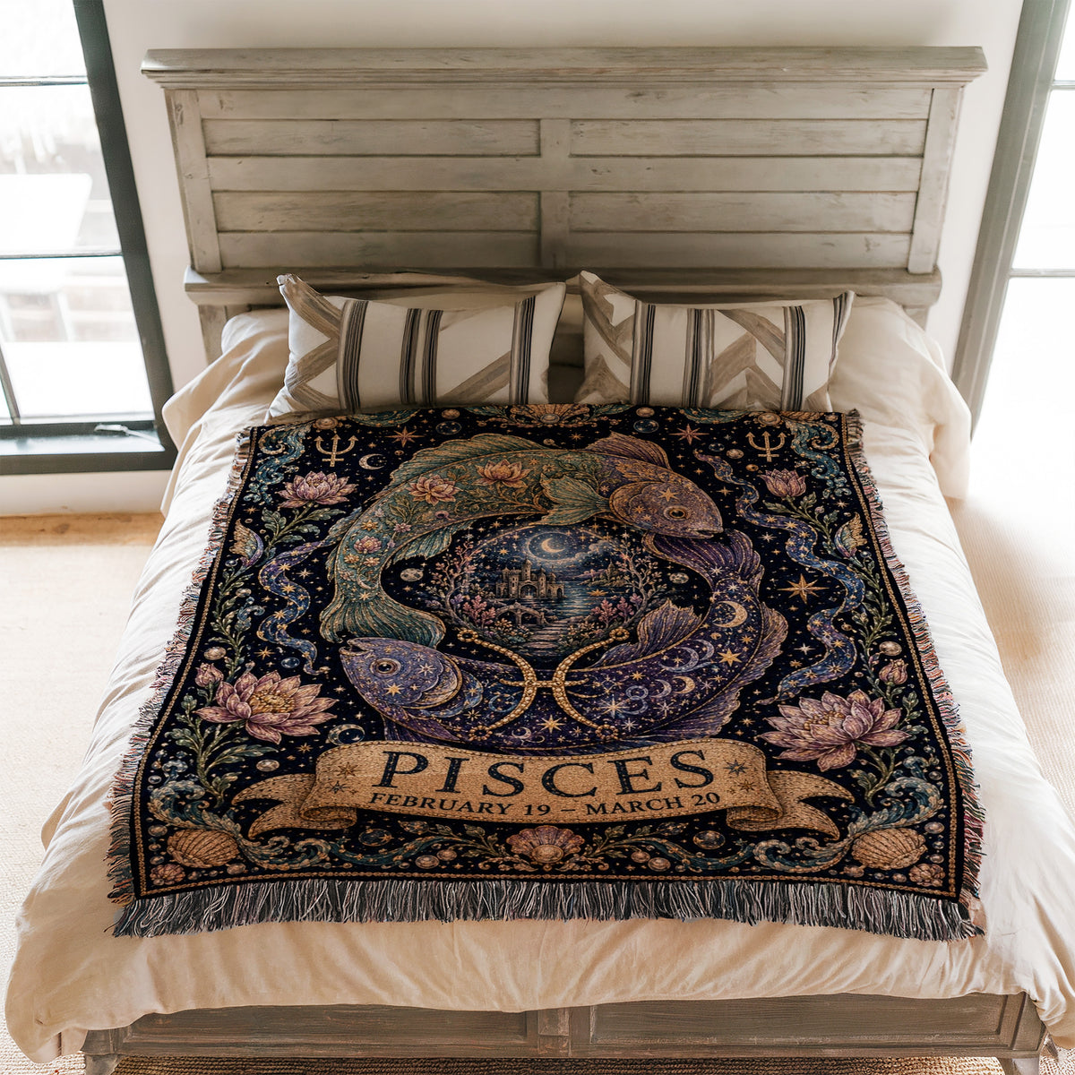 Pisces Moonlit Twin Fish Blanket
