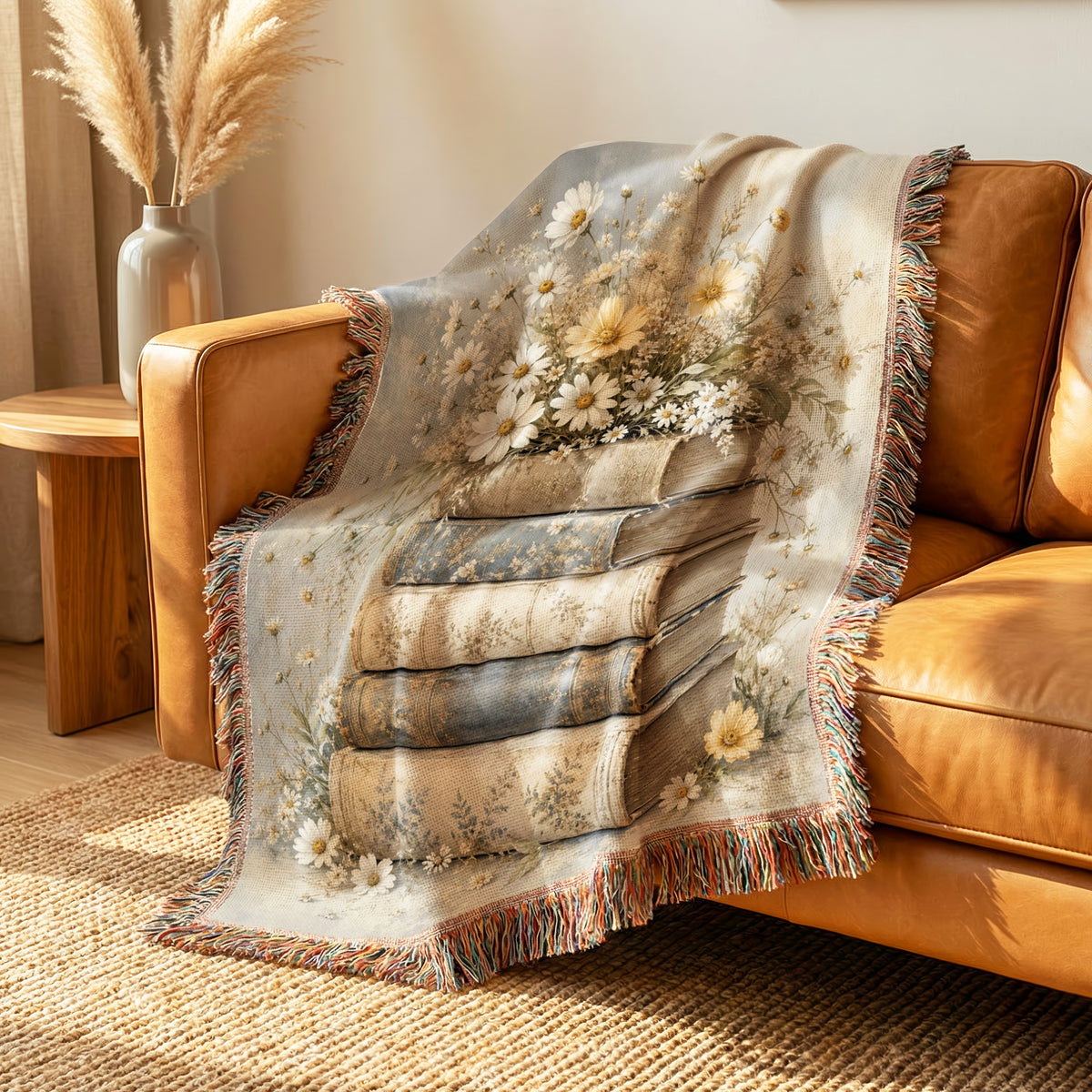Daisy & Vintage Books Blanket