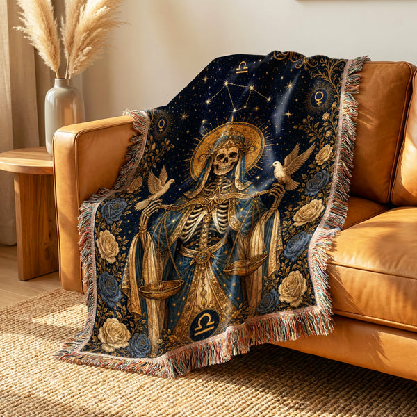 Libra Doves & Scales – Gothic Zodiac Blanket