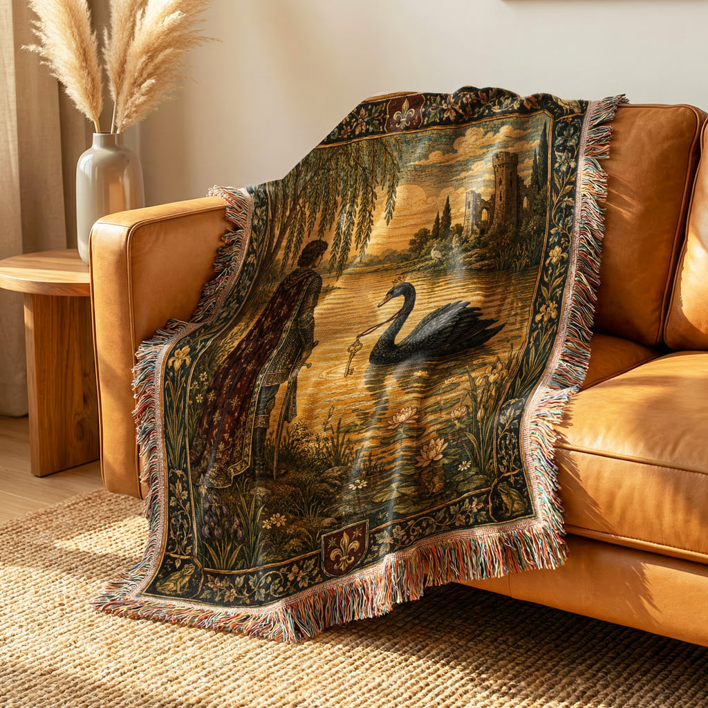 The Knight and the Black Swan Blanket