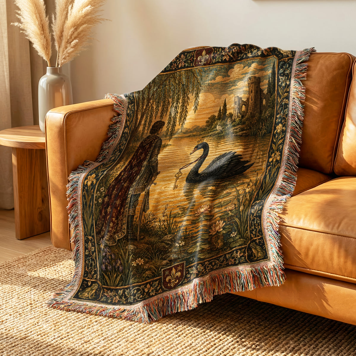 The Knight and the Black Swan Blanket