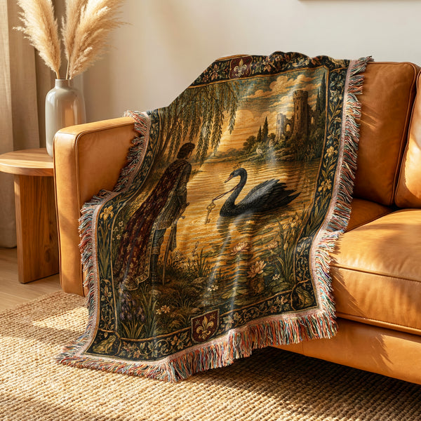 The Knight and the Black Swan Blanket