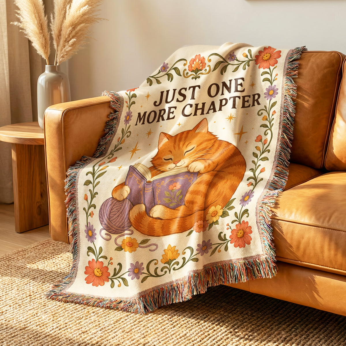 Just One More Chapter Cat Reading Blanket