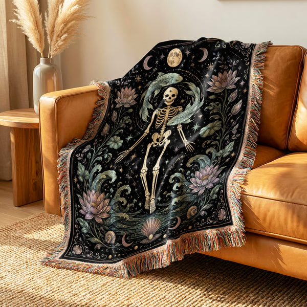 Pisces Twin Fish – Gothic Skeleton Zodiac Blanket