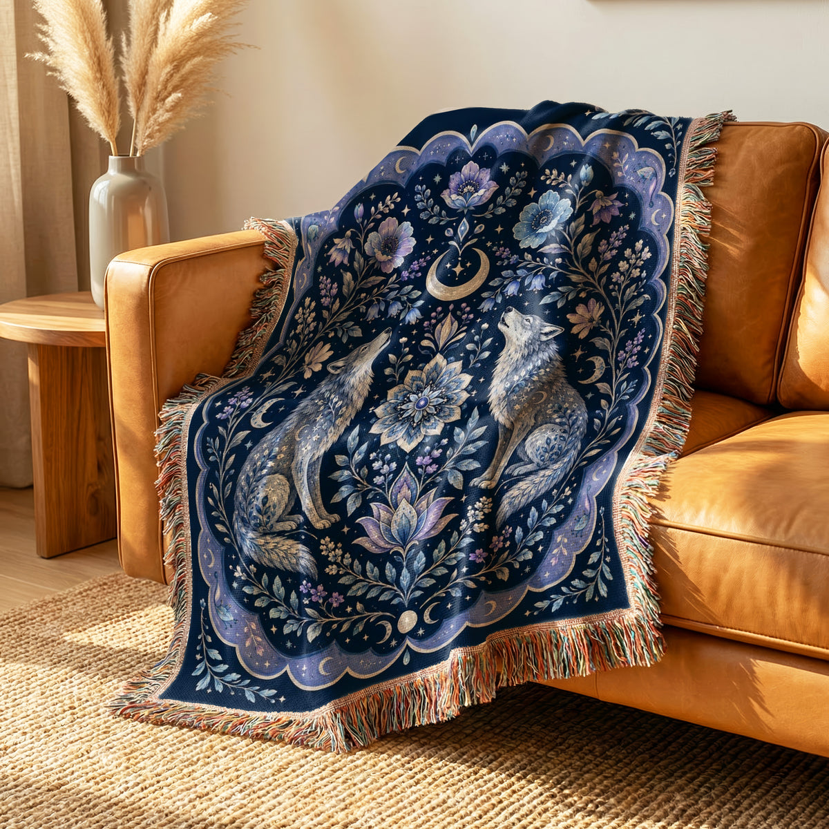 Midnight Moon Wolf Blanket