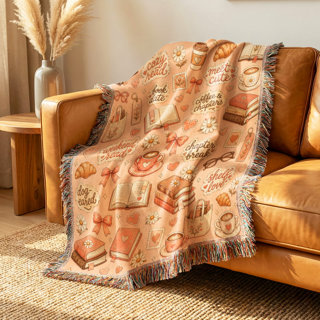 Cozy Café Book Lover Blanket