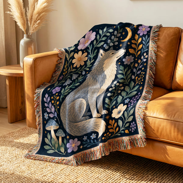 Moon Garden Wolf Blanket