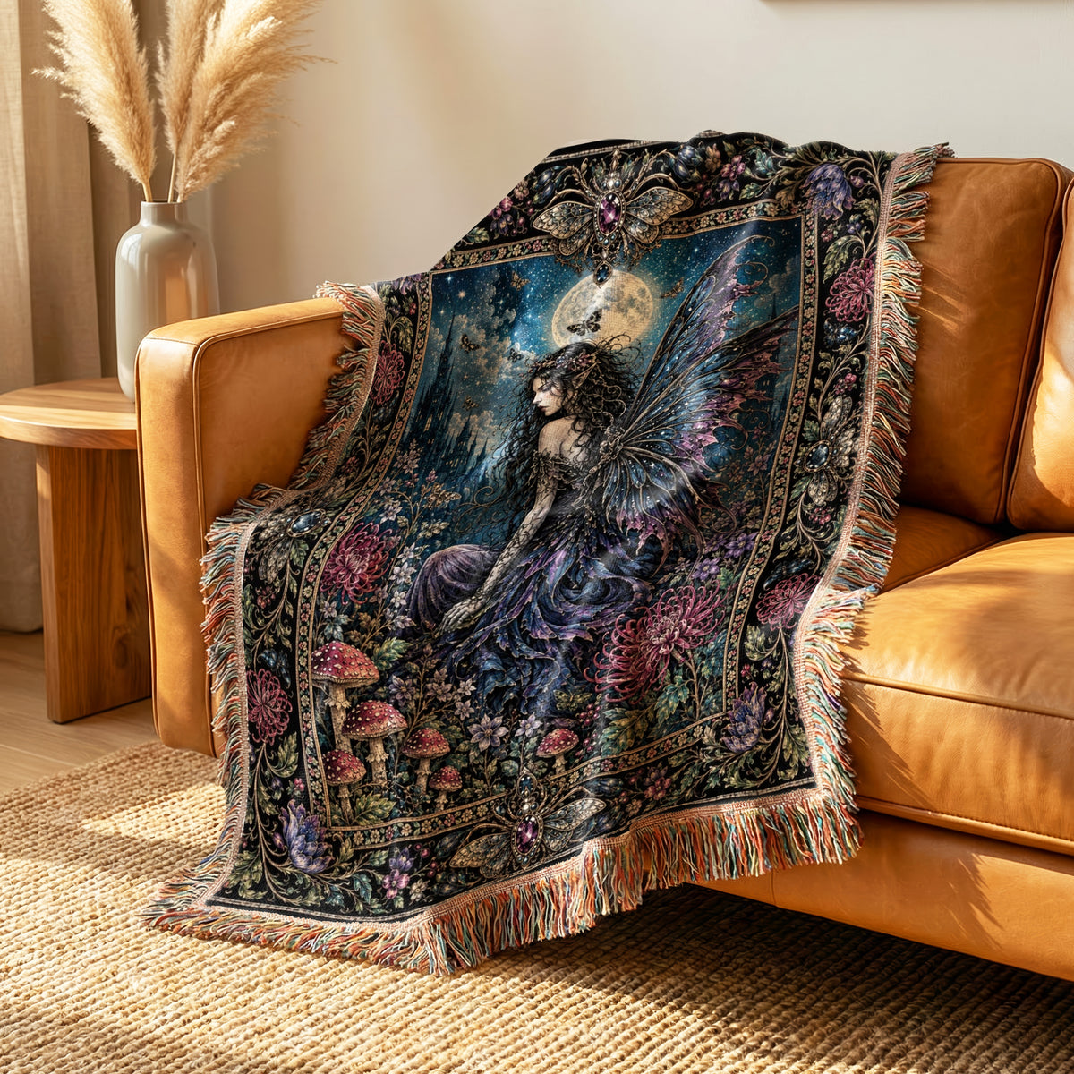 Moonlit Gothic Fairy Garden Blanket