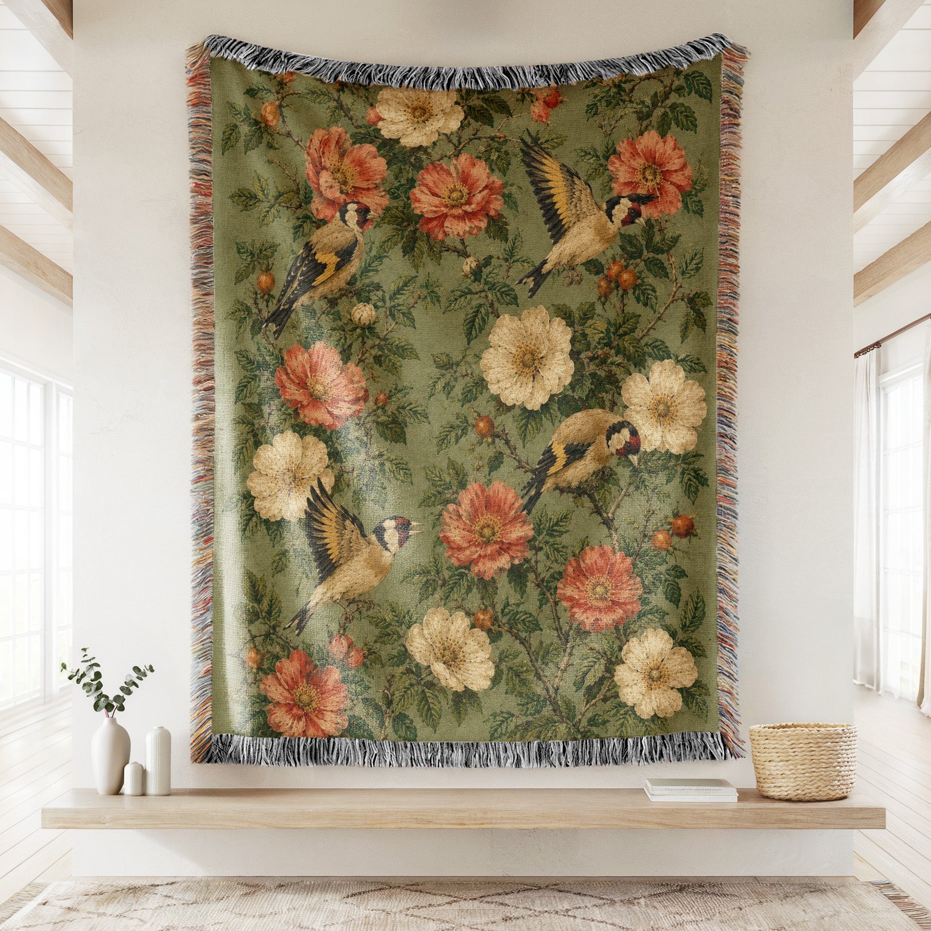 Goldfinch Rose Garden Blanket Secondary image