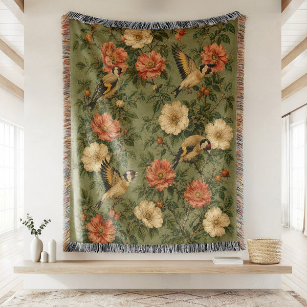 Goldfinch Rose Garden Blanket