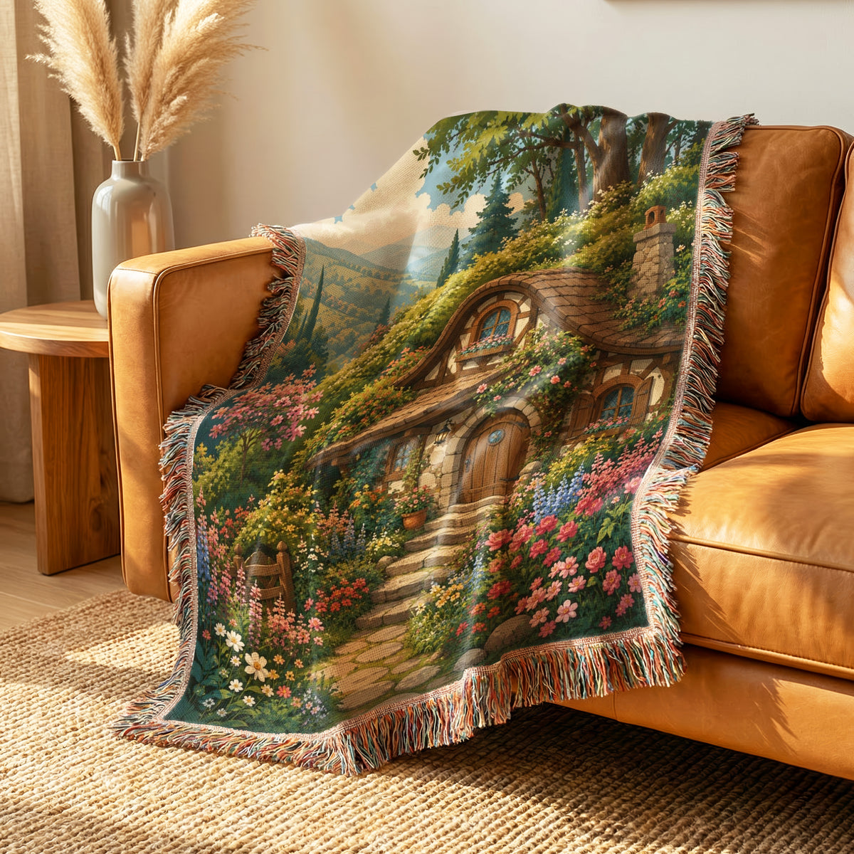 The Hillside Hobbit Cottage Blanket