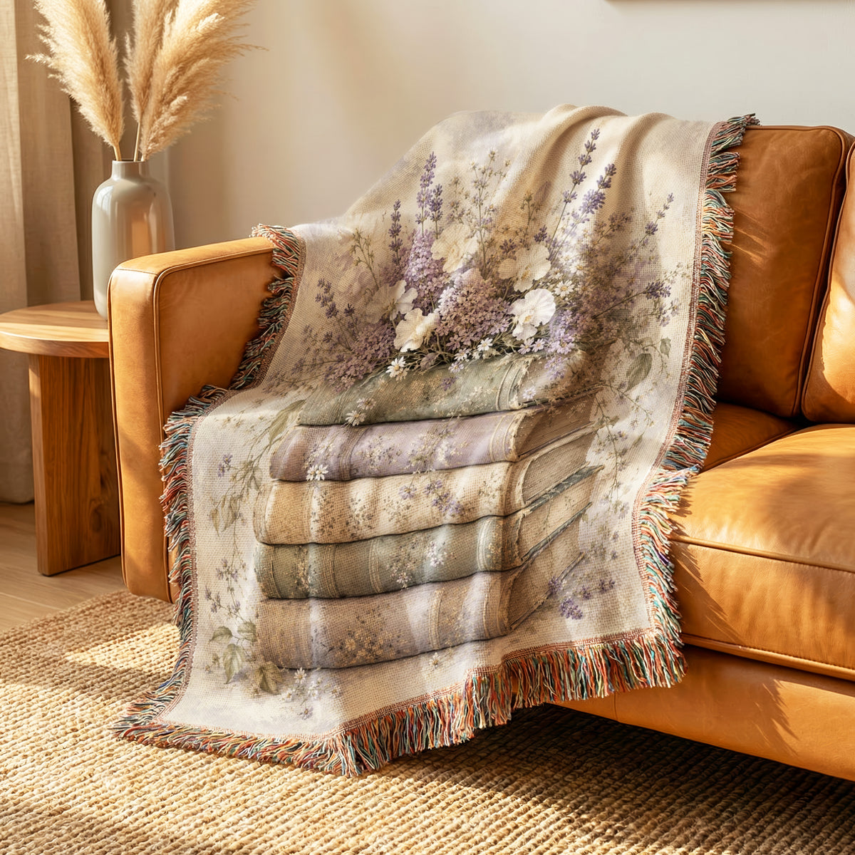 Lavender & Vintage Books Blanket