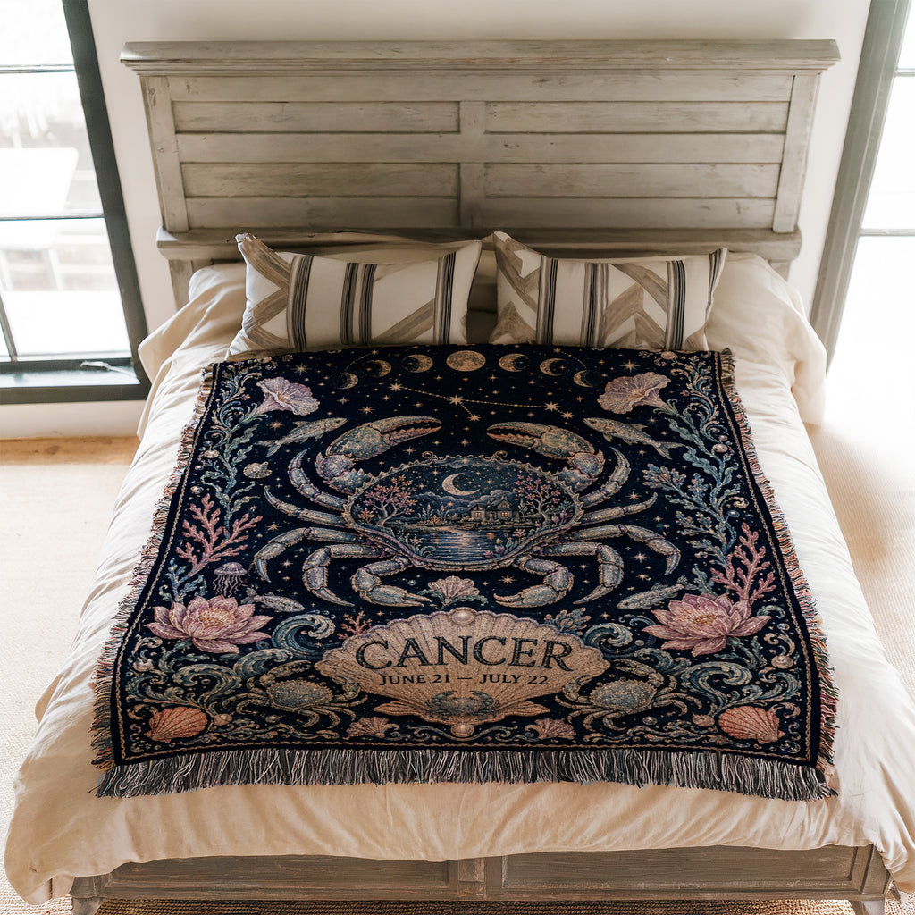 Cancer Moonlit Crab Zodiac Blanket