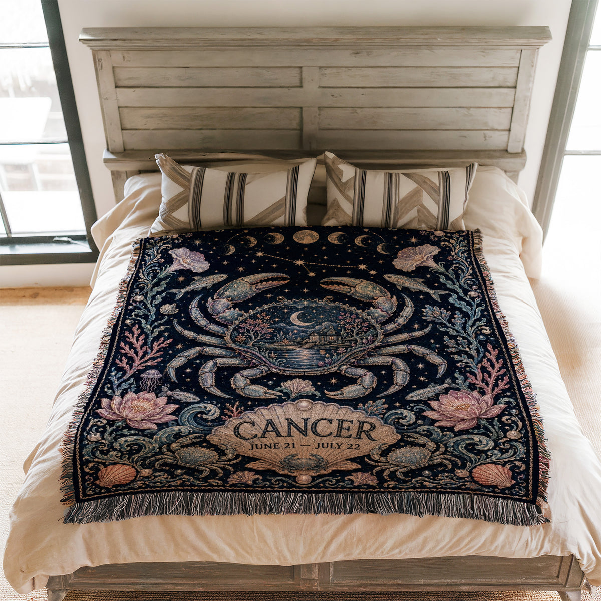 Cancer Moonlit Crab Zodiac Blanket