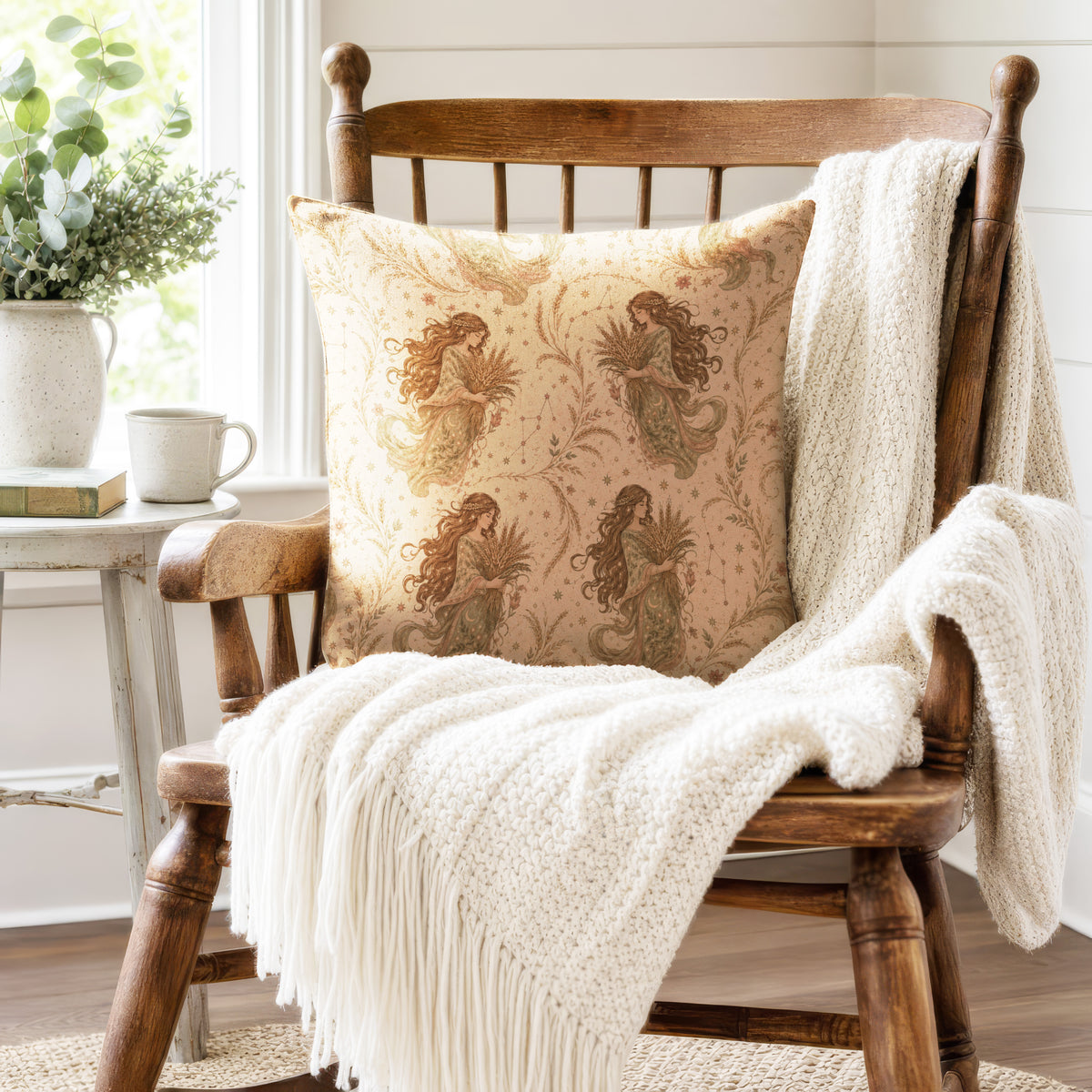 Virgo Harvest Maidens – Vintage Zodiac Pattern Pillow