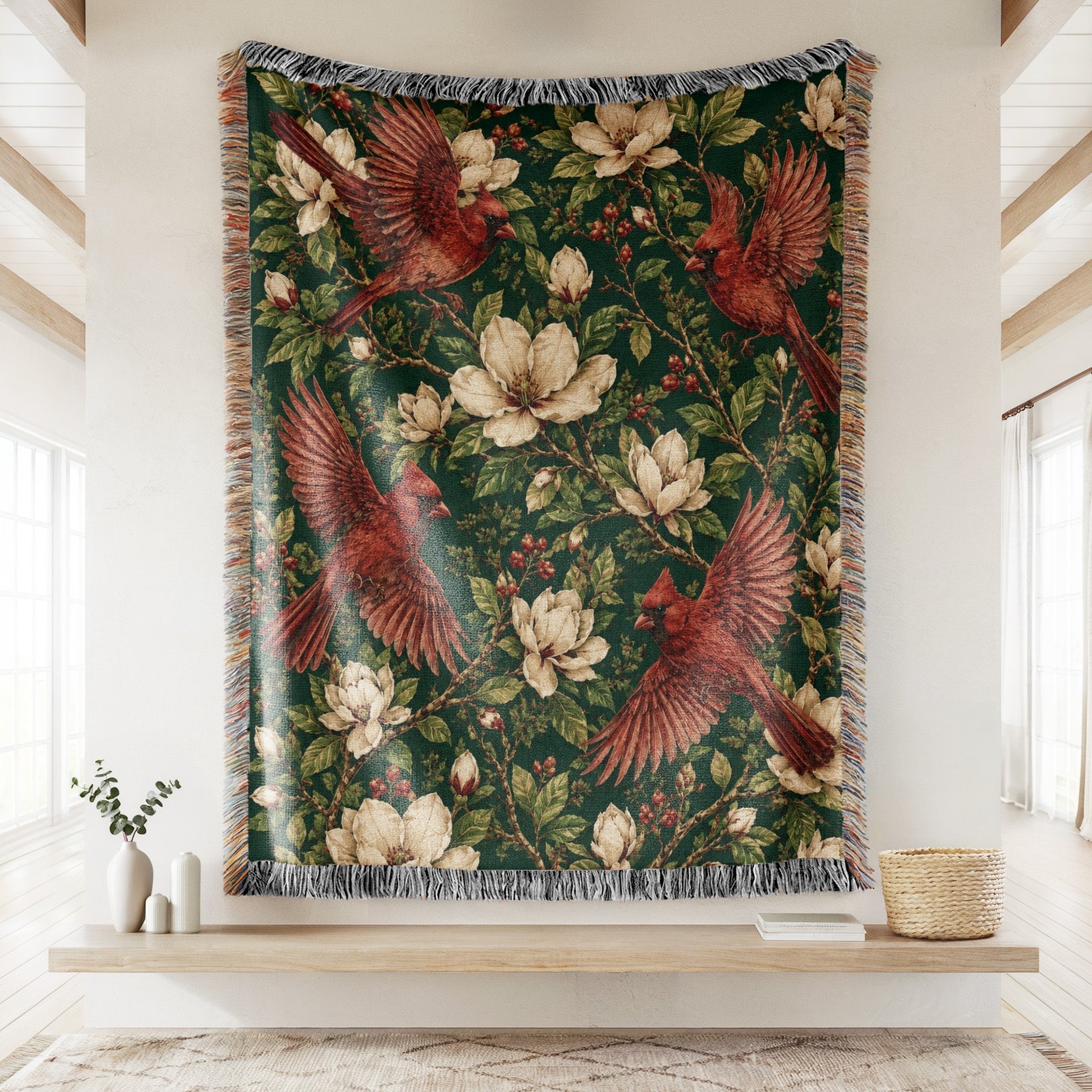 Cardinal Magnolia Garden Blanket Secondary image