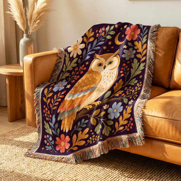 Golden Moon Owl Blanket